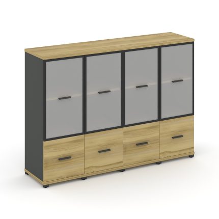 Concept Шкаф 4 узкие секции, 3 ниши CN.STU-342 RMB A Дуб Винченцо/Антрацит/Металл Антрацит/Сатин 166