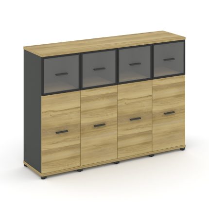 Concept Шкаф 4 узкие секции, 3 ниши CN.STU-344 RPB A Дуб Винченцо/Антрацит/Металл Антрацит/Прозрачны