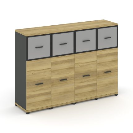 Concept Шкаф 4 узкие секции, 3 ниши CN.STU-344 RMB A Дуб Винченцо/Антрацит/Металл Антрацит/Сатин 166