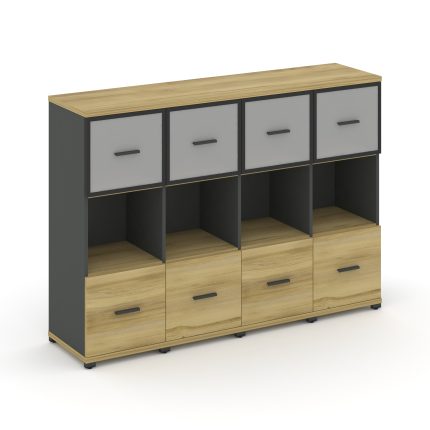 Concept Шкаф 4 узкие секции, 3 ниши CN.STU-345 RMB A Дуб Винченцо/Антрацит/Металл Антрацит/Сатин 166