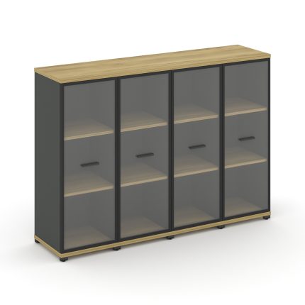 Concept Шкаф 4 узкие секции, 3 ниши CN.STU-346 RPB A Дуб Винченцо/Антрацит/Металл Антрацит/Прозрачны