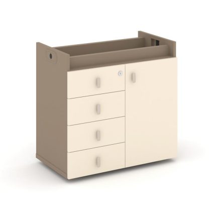 Estetica Тумба опорная-фасад+ящики ES.TON-2 Латте/Сатин/Металл Латте 750*406*725