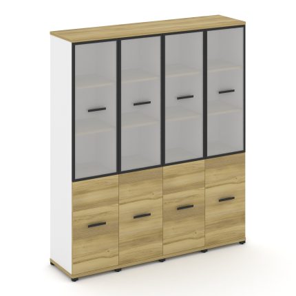 Concept Шкаф 4 узкие секции, 5 ниш CN.STU-542 RMB B Дуб Винченцо/Белый Бриллиант/Металл Черный/Сатин