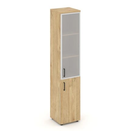 Style Project Шкаф высокий узкий SN.STU-103(R) Тиквуд Светлый/Сатин/Черный Ручки 400*400*1982