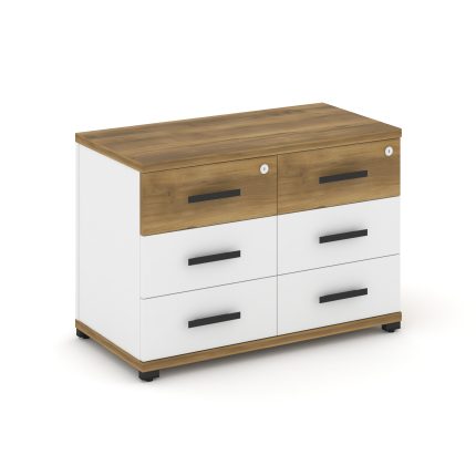 Concept Тумба приставная широкая 6 ящ. CN.TSP-007 B Сандал Янтарный/Белый Бриллиант/Металл Черный 83