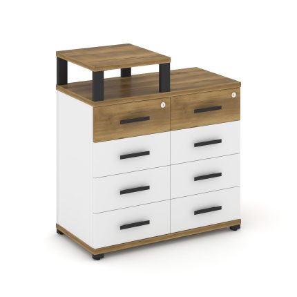 Concept Тумба приставная широкая 8 ящ. с надставкой узкой CN.TSP-014 B Сандал Янтарный/Белый Бриллиа