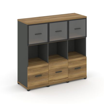 Concept Шкаф 3 узкие секции, 3 ниши CN.STU-335 RPB A Сандал Янтарный/Антрацит/Металл Антрацит/Прозра