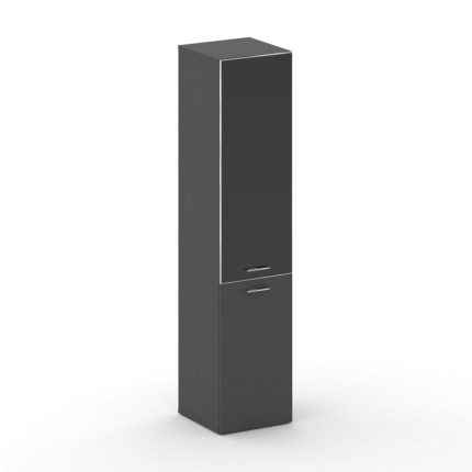 Fresco Шкаф узкий высокий левый FRU.SU-101 (L) black Базальт UM/Лакобель Черный/Хром 450*460*2000