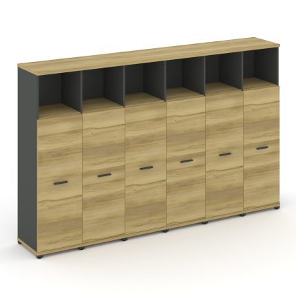 Concept Шкаф 6 узких секций, 4 ниши CN.STU-463 A Дуб Винченцо/Антрацит/Металл Антрацит 2500*420*1554