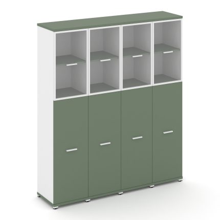 Concept Шкаф 4 узкие секции, 5 ниш CN.STU-545 RPW W Кобо/Белый Бриллиант/Металл Белый/Прозрачный 166