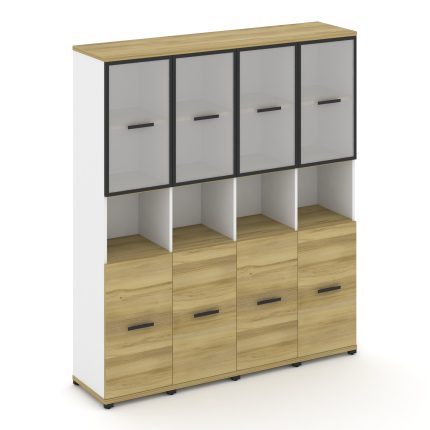 Concept Шкаф 4 узкие секции, 5 ниш CN.STU-543 RMB B Дуб Винченцо/Белый Бриллиант/Металл Черный/Сатин