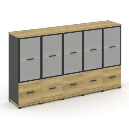 Concept Шкаф 5 узких секций, 3 ниши CN.STU-352 RMB A Дуб Винченцо/Антрацит/Металл Антрацит/Сатин 208