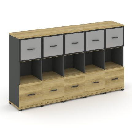 Concept Шкаф 5 узких секций, 3 ниши CN.STU-355 RMB A Дуб Винченцо/Антрацит/Металл Антрацит/Сатин 208