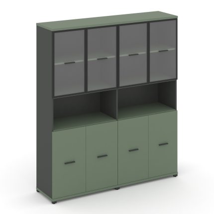 Concept Шкаф 2 широкие секции, 5 ниш CN.STS-523 RPB A Кобо/Антрацит/Металл Антрацит/Прозрачный 1668*