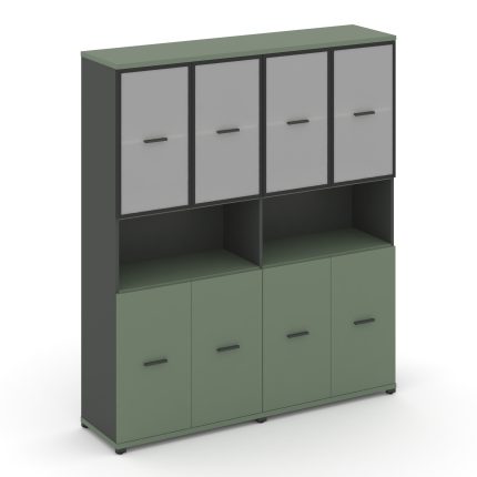 Concept Шкаф 2 широкие секции, 5 ниш CN.STS-523 RMB A Кобо/Антрацит/Металл Антрацит/Сатин 1668*420*1