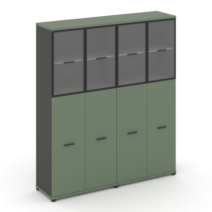 Concept Шкаф 2 широкие секции, 5 ниш CN.STS-525 RPB A Кобо/Антрацит/Металл Антрацит/Прозрачный 1668*