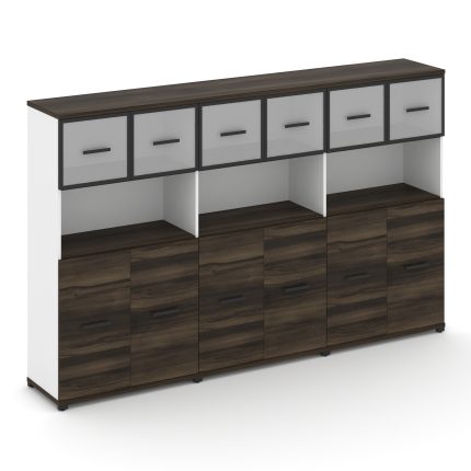 Concept Шкаф 3 широкие секции, 4 ниши CN.STS-435 RMB B Дуб Мали/Белый Бриллиант/Металл Черный/Сатин