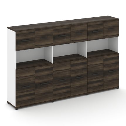 Concept Шкаф 3 широкие секции, 4 ниши CN.STS-435 B Дуб Мали/Белый Бриллиант/Металл Черный 2500*420*1