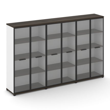 Concept Шкаф 3 широкие секции, 4 ниши CN.STS-436 RPB B Дуб Мали/Белый Бриллиант/Металл Черный/Прозра