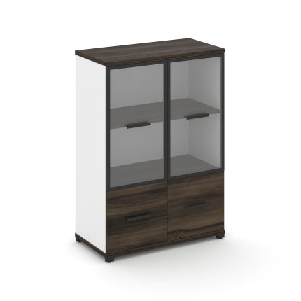 Concept Шкаф 1 широкая секция, 3 ниши CN.STS-312 RPB B Дуб Мали/Белый Бриллиант/Металл Черный/Прозра