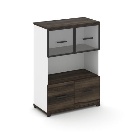 Concept Шкаф 1 широкая секция, 3 ниши CN.STS-315 RPB B Дуб Мали/Белый Бриллиант/Металл Черный/Прозра