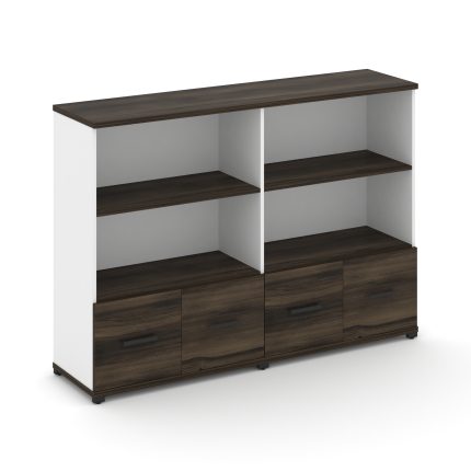 Concept Шкаф 2 широкие секции, 3 ниши CN.STS-321 B Дуб Мали/Белый Бриллиант/Металл Черный 1668*420*1