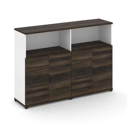 Concept Шкаф 2 широкие секции, 3 ниши CN.STS-323 B Дуб Мали/Белый Бриллиант/Металл Черный 1668*420*1