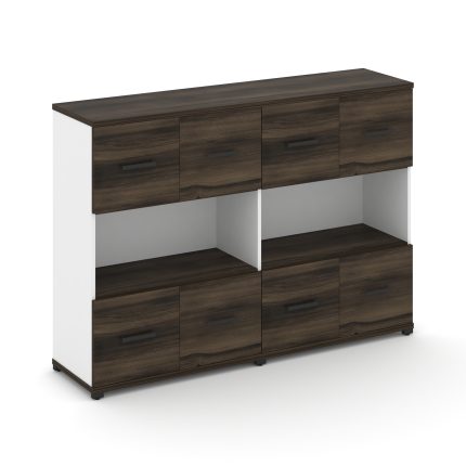 Concept Шкаф 2 широкие секции, 3 ниши CN.STS-325 B Дуб Мали/Белый Бриллиант/Металл Черный 1668*420*1