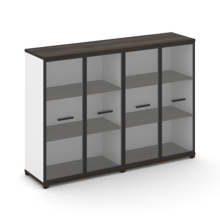 Concept Шкаф 2 широкие секции, 3 ниши CN.STS-326 RPB B Дуб Мали/Белый Бриллиант/Металл Черный/Прозра