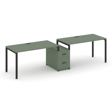 Concept Рабочая станция 2 места с 1 опорной тумбой CN.ORS-308 B Кобо/Металл Черный 3072*720*750