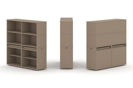 Estetica Набор №1. Тумба двойная+высокая надставка ES.NB.2V-1 Латте 1500*410*1520