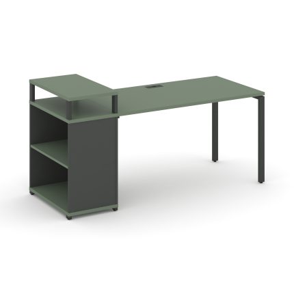 Concept Стол рабочий с опорным стеллажом с верх. горизонтом  CN.SP-208 Кобо/Антрацит/Металл Антрацит