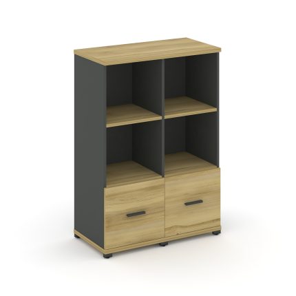 Concept Шкаф 2 узкие секции, 3 ниши CN.STU-321 A Дуб Винченцо/Антрацит/Металл Антрацит 836*420*1186