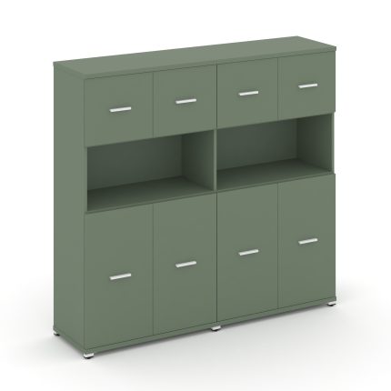 Concept Шкаф 2 широкие секции, 4 ниши CN.STS-425 W Кобо/Металл Белый 1668*420*1554