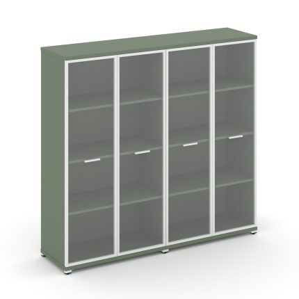 Concept Шкаф 2 широкие секции, 4 ниши CN.STS-426 RPW W Кобо/Металл Белый/Прозрачный 1668*420*1554