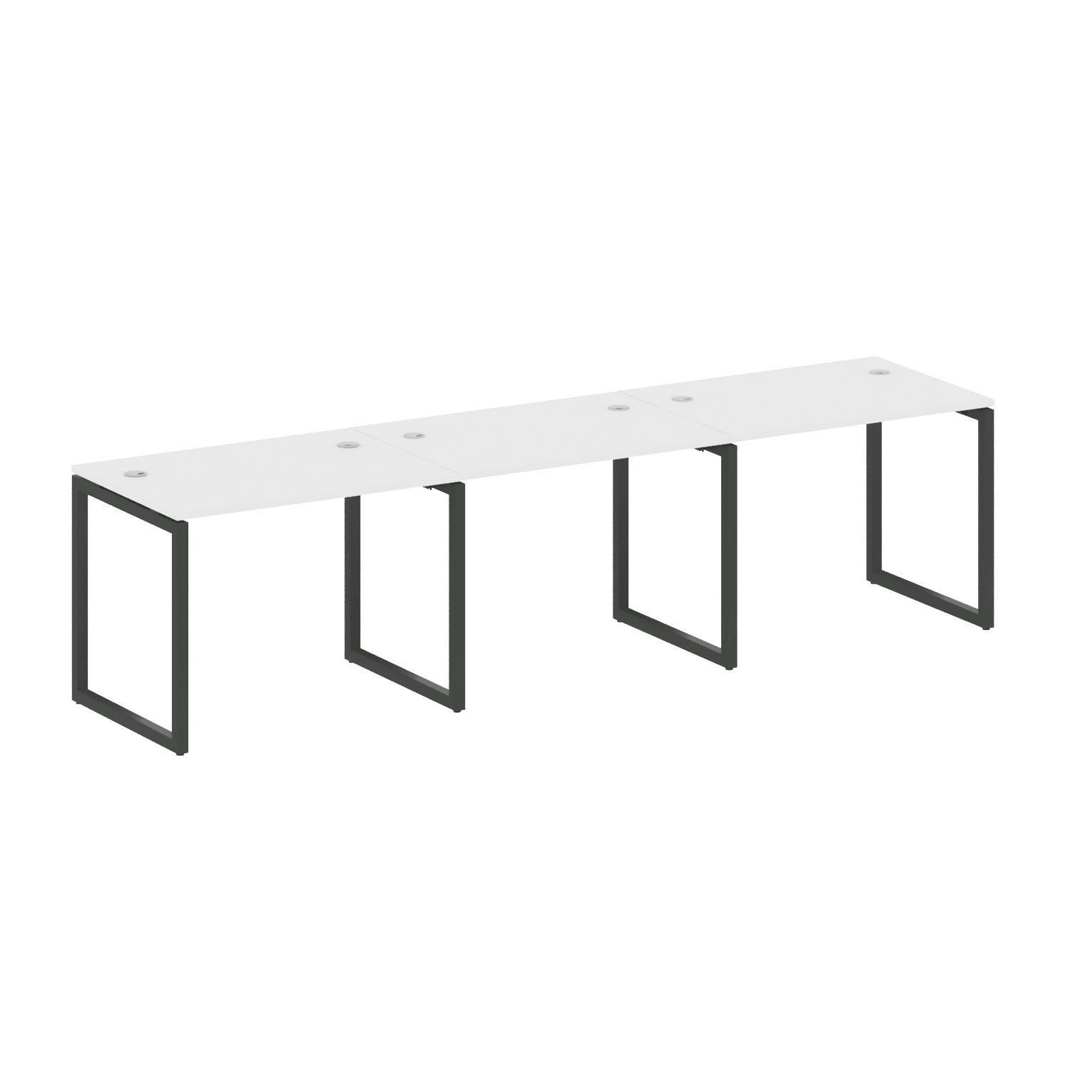Metal System Quattro Рабочая станция на 3 места на О-образном м/к 40БО.СМ-3.1 Белый/Металл Антрацит