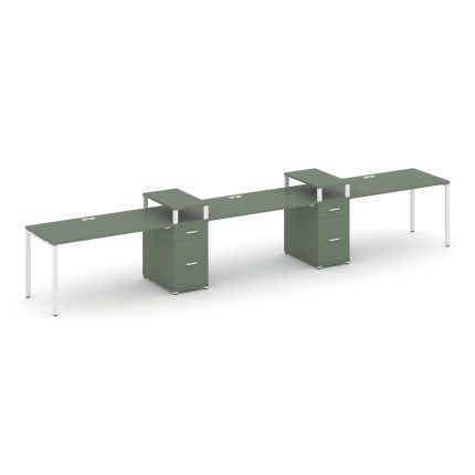 Concept Рабочая станция 3 места с 2 опорными тумбами CN.ORS-456 W Кобо/Металл Белый 4980*720*917