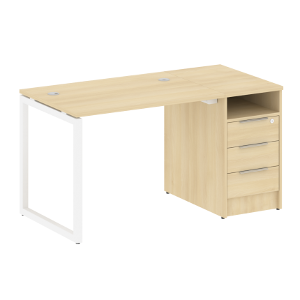 Metal System Quattro Рабочая станция с тумбой на О-образном м/к 40БО.РС-СТП-1.1 Акация Лорка/Металл