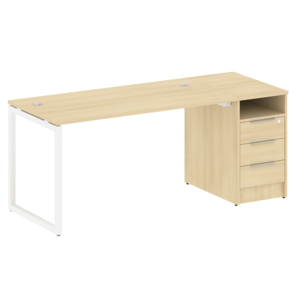 Metal System Quattro Рабочая станция с тумбой на О-образном м/к 40БО.РС-СТП-1.3 Акация Лорка/Металл