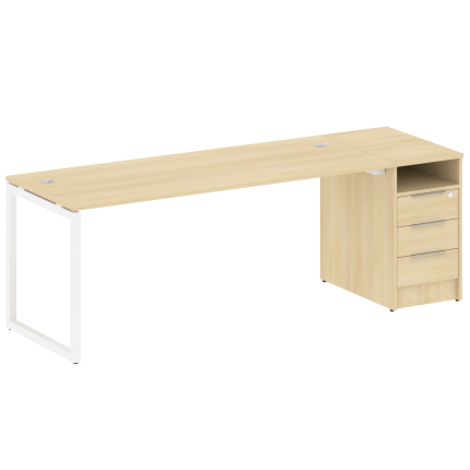 Metal System Quattro Рабочая станция с тумбой на О-образном м/к 40БО.РС-СТП-1.5 Акация Лорка/Металл