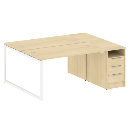 Metal System Quattro Рабочая станция с тумбой на О-образном м/к 40БО.РС-СТП-2.3 Акация Лорка/Металл