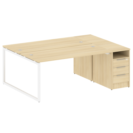 Metal System Quattro Рабочая станция с тумбой на О-образном м/к 40БО.РС-СТП-2.4 Акация Лорка/Металл