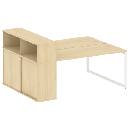 Metal System Quattro Рабочая станция с шкафом-купе на О-образном м/к 40БО.РС-СШК-2.4 Т Акация Лорка/