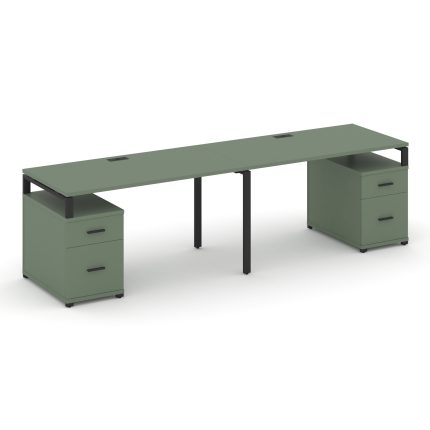 Concept Рабочая станция 2 места с 2 опорными тумбами CN.ORS-322 B Кобо/Металл Черный 2360/3092*720*7