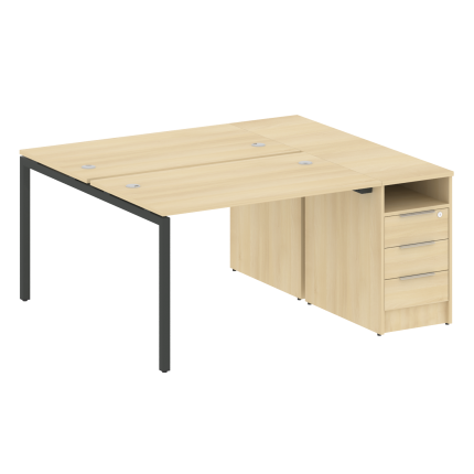 Metal System Quattro Рабочая станция с тумбой на П-образном м/к 40БП.РС-СТП-2.2 Акация Лорка/Металл