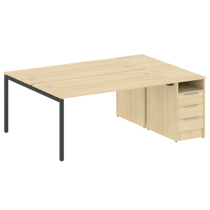 Metal System Quattro Рабочая станция с тумбой на П-образном м/к 40БП.РС-СТП-2.4 Акация Лорка/Металл