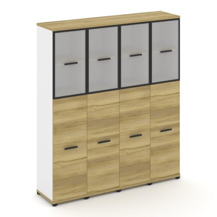 Concept Шкаф 4 узкие секции, 5 ниш CN.STU-545 RMB B Дуб Винченцо/Белый Бриллиант/Металл Черный/Сатин