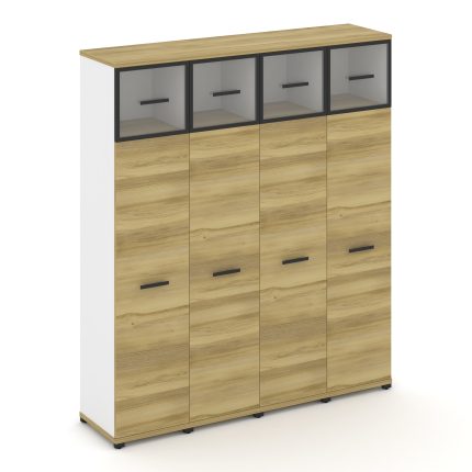 Concept Шкаф 4 узкие секции, 5 ниш CN.STU-547 RPB B Дуб Винченцо/Белый Бриллиант/Металл Черный/Прозр