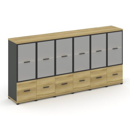 Concept Шкаф 6 узких секций, 3 ниши CN.STU-362 RMB A Дуб Винченцо/Антрацит/Металл Антрацит/Сатин 250