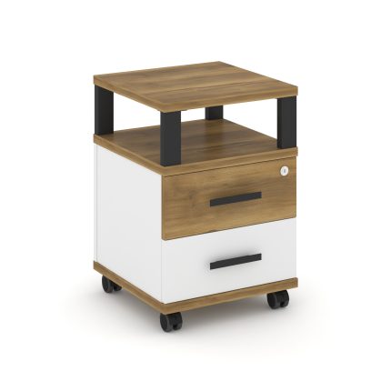 Concept Тумба мобильная 2 ящ. с надставкой CN.TUM-002 B Сандал Янтарный/Белый Бриллиант/Металл Черны